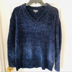 NWOT BROADWAY navy chenille soft comfy V neck sweater SIZE XS